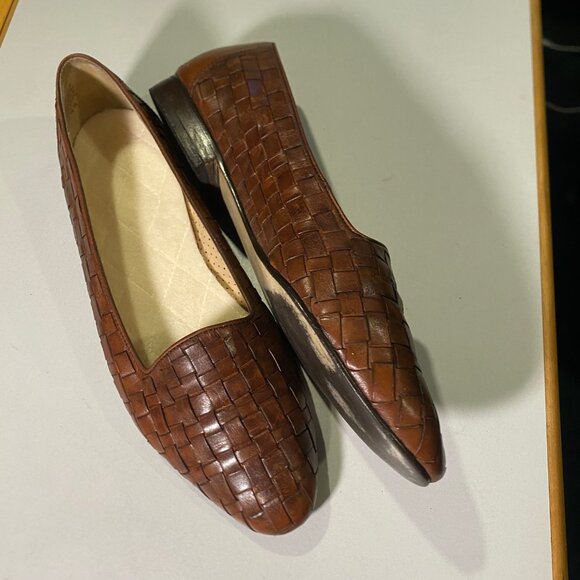 Enzo Angiolini - Size 7.5M - Women's Genius Chestnut Brown Leather Woven Loafer - Picture 2 of 14